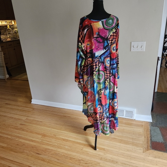 Colorful Abstract Women's  Hi low shirt dress - Picture 4 of 4